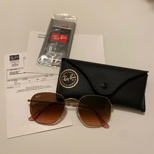 Ray Ban Hexagonal Flat Lense sunglasses in bronze-copper 54mm.